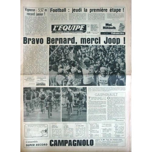 Equipe (L') N° 10322 Du 23/07/1979 - Foot - La 1ere Etape - Vigneron - Record Junior - Bravo Bernard - Meci Joop - Gasphinault.