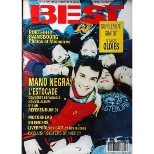 Best N° 273 Du 01/04/1991 - Pale Saints - Riff Raff  -   Extreme - Mano Negra - B.D  -   Riff Reb - Liverpool - La's - Motorhead - Silencers - Blind Taste  -   Dave Stewart - Sisters Of Mercy - Back To Compact - Raggamuffin.