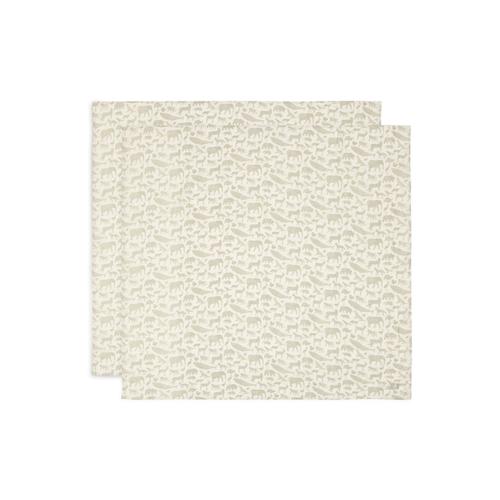 Lot De 2 Langes Coton Hydrophile 115x115 Cm Animals Olive - Jollein