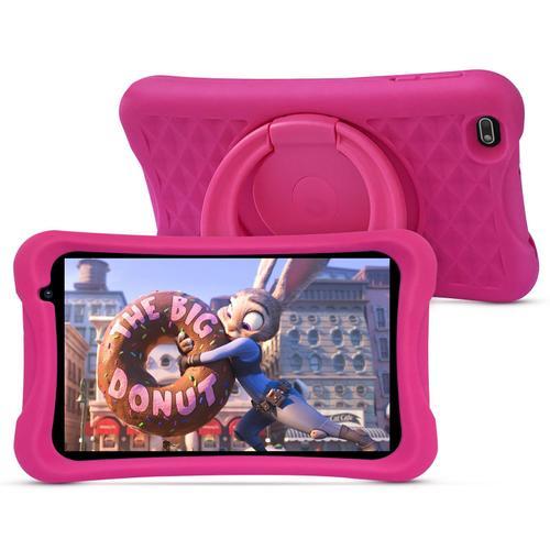 Kids Tablet 8 inch Quad Core Android 10, 64GB, WiFi, Bluetooth, Dual Camera, Educationl, Games,Parental Control, Kids Software Pre-Installed with Kids-Tablet Case