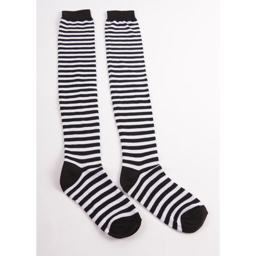 Chaussettes Hautes Grandes Chaussettes Rayées Bas Noir /Blanc/Rouge/ Jaune Tenue Écolières Déguisement Cosplay  Sportif Bonne Qualité