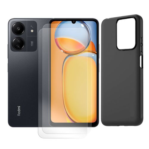 Lot De 2 Verre Trempé + Coque De Protection Noir Souple Silicone Pour Xiaomi Redmi 13c 6.74" - Visiodirect -