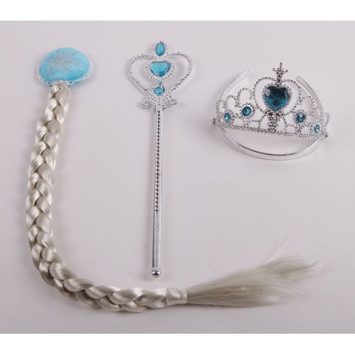 Lot De 3 Accessoires: Diadème Elsa + Baguette + Natte Pour Déguisement Costume Elsa La Reine Des Neiges Look Princess Kawaii Envoie Immédiate Bonne Qualité  
