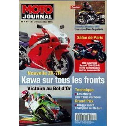 Moto Journal N° 1197 Du 21/09/1995 - Bimota Mantra 900 - Salon De Paris  -   Suzuki 750 Gsx-R - Nouvelle Zx-7r - Kawa Sur Tous Les Fronts - Victoire Au Bol D'or - Les Atouts Des Freins Carbone - Grand Prix  -   Biaggi Champion Du Bresil.