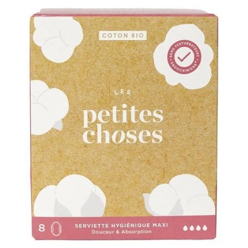 Serviettes Hygiéniques Extra Long Coton Bio - Les Petites Choses - 8 Unités - Absorption Super 