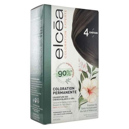 Coloration Experte Permanente Châtain - Elcea - N°4 - Sans Ammoniaque - Tous Types De Cheveux - Crème 