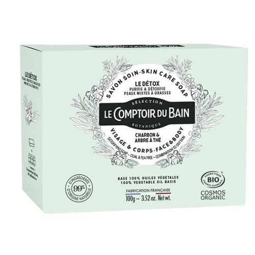 Savon - Le Comptoir Du Bain - Soin Detox Bio - 100g - Charbon - Arbre À Thé - 99% Naturel 