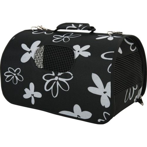 Panier De Transport Noir Flower L Pour Chien Et Chat