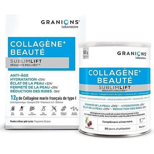 Collagène+ Beauté Sublimlift Granions | Collagène Marin | Acide Hyaluronique + Vitamine C, E + Coenzyme Q10 |Poudre 300g| Made In Fr 