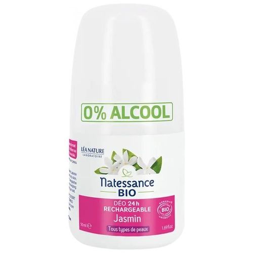 Déodorant Jasmin Bio Rechargeable 50 Ml - Natessance - 24h - Sans Alcool 