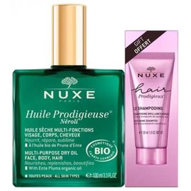 Nuxe Huile Sèche Prodigieuse Néroli Bio 100 Ml + Hair Prodigieux Le Shampooing Brillance Miroir Cheveux Sublimés 30 Ml Offert 