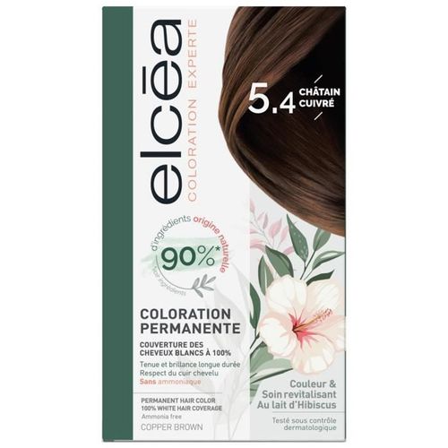 Coloration Permanente - Elcea - Noir-1 (5.4 Châtain Cuivré) - Sans Ammoniaque - Crème - Tous Types De Cheveux 