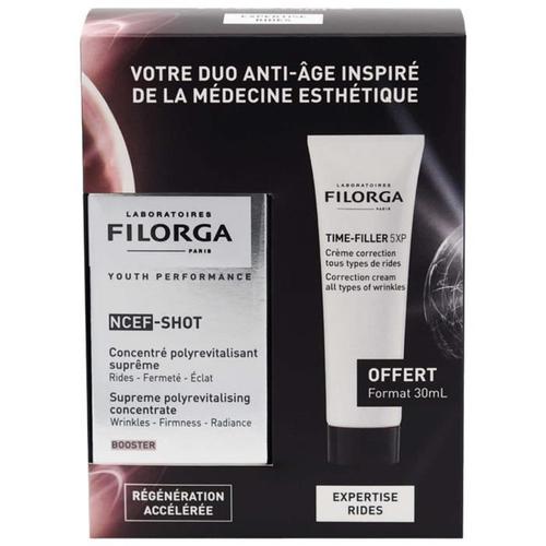 Filorga Ncef -Shot Concentré Polyrevitalisant Suprême Rides Fermeté Éclat 15 Ml + Time-Filler 5xp Crème Visage Anti Rides 30 Ml Off 