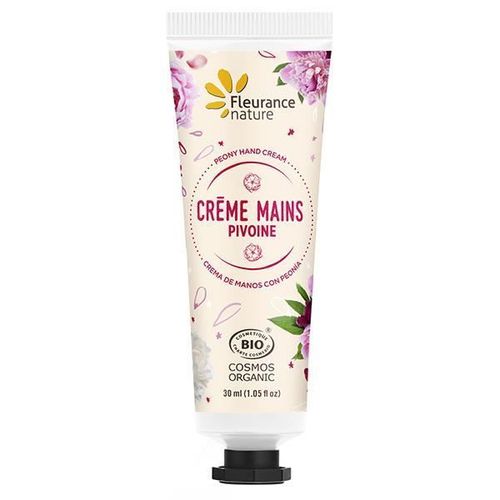 Crème Mains - Fleurance Nature - Pivoine Bio - 30ml - Hydratation Intense - Parfum Floral 