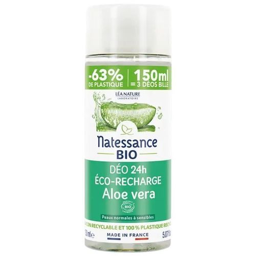 Déodorant Aloe Vera Bio - Natessance - Recharge 150 Ml - Efficacité 24h - Écologique 