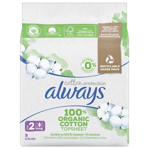 Always Cotton Protection Long Serviettes Avec Ailettes 