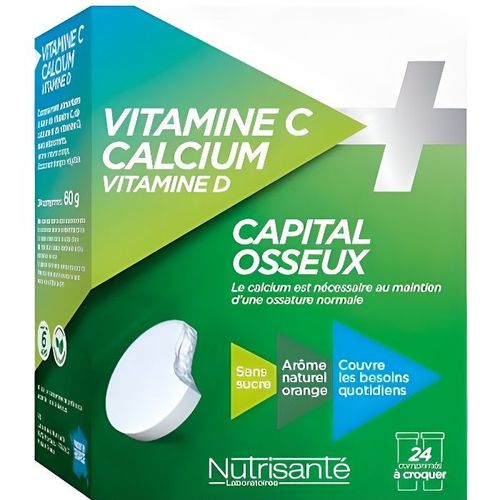 Nutrisanté Vitamine C + Calcium + Vitamine D 24 Comprimés 