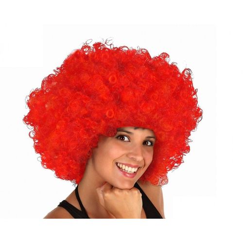 Perruque Afro Géante Rouge Frisée - Rouge, Adulte : Standard - Taille Unique
