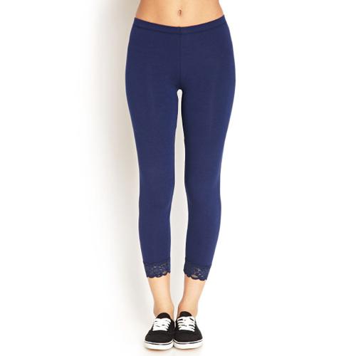 Leggings Bleu Marine Bas Dentelle - Forever 21 - T. L - Neuf