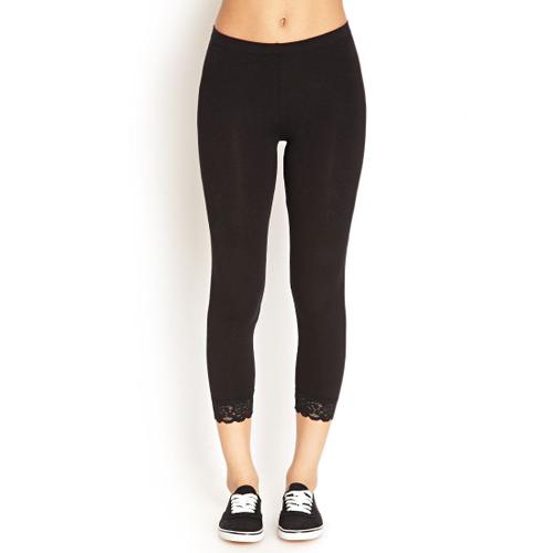 Leggings Noir Bas Dentelle - Forever 21 - T. L - Neuf