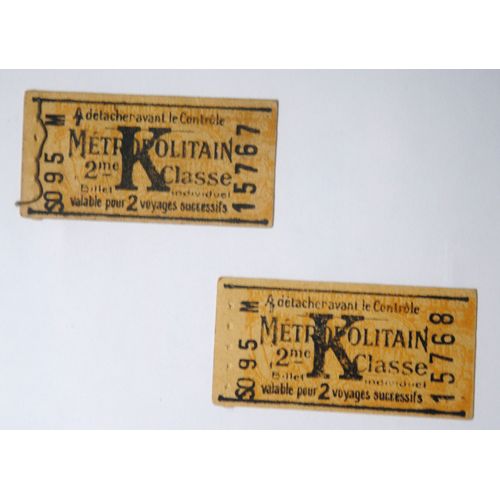 2 Tickets De Métro Du Métropolitain Parisien De 1900