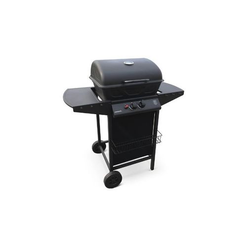Barbecue A Gaz Sur Roulette 2 Bruleur Tablette Latérales Thermomètre Rangement Placard Plancha