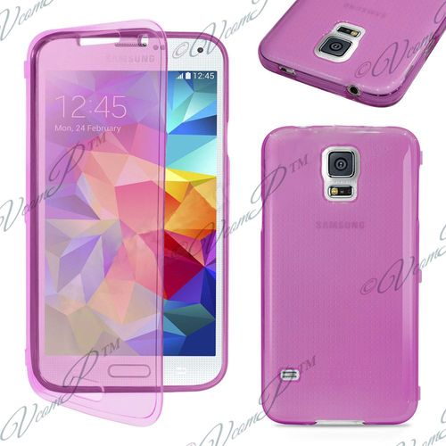 Samsung Galaxy S5 Mini G800f G800h: Coque Etui Housse Pochette Silicone Gel Portfeuille Livre Rabat Violet