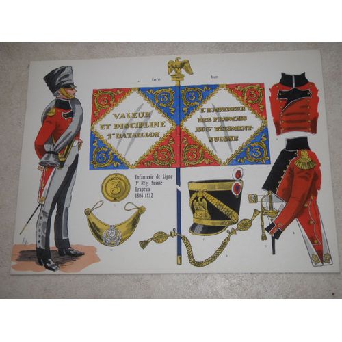 Le Plumet.  Planche 29. Infanterie De Ligne. 3e Rég. Suisse Drapeau 1804-1812