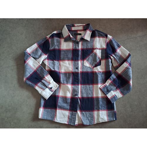 Chemise Fille A Carreaux Ecru/Marine/Rouge In Extenso - 10 Ans