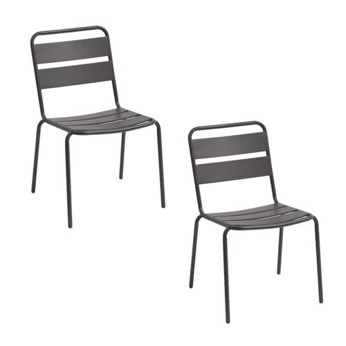 Lot De 2 Chaises De Jardin Empilables Phuket - Gris Graphite