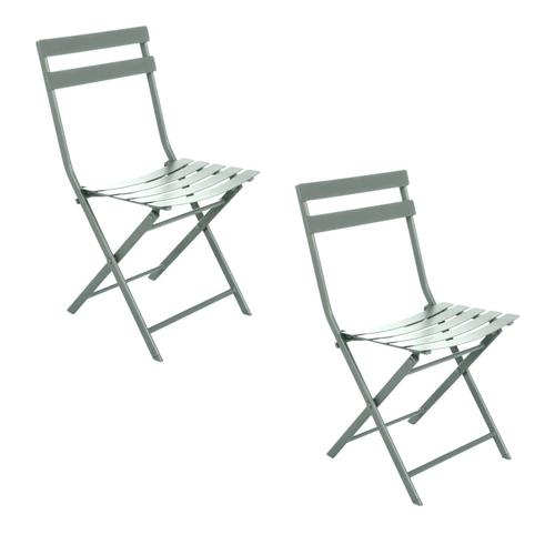 Lot De 2 Chaises De Jardin Pliables En Métal Greensboro - Olive