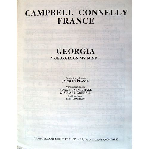 Georgia On My Mind - Paroles Française De Jacques Plante - Edition Campbell Connelly France