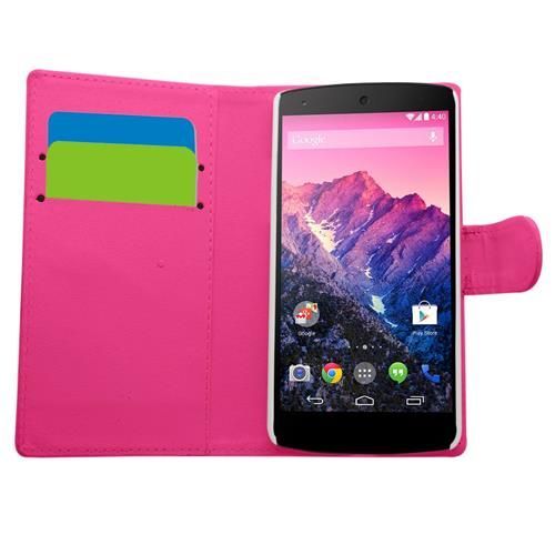 Samrick Conçu Spécialement Etui Portefeuille Livre Cuir Avec De Carte De Crédit Titulaire Pour Lg Nexus 5 - Rose (Pink)