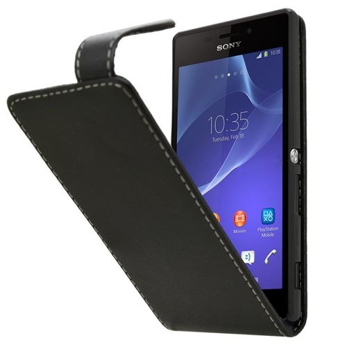 Samrick Conçu Spécialement Etui Flip Cuir Pour Sony Xperia M2 - Noir (Black)