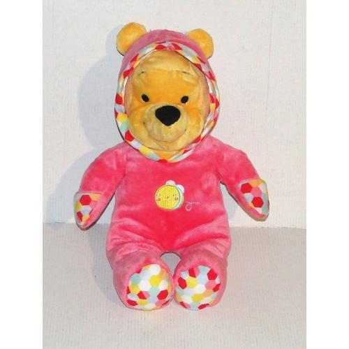 Doudou Winnie L'ourson En Grenouillere Disney - Peluche Winnie Pyjama Rose 32 Cm