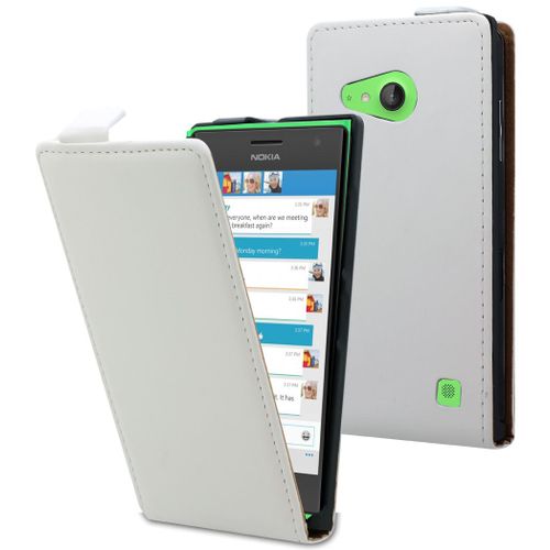 Housse Etui Blanc Elegance Pour Nokia Lumia 735