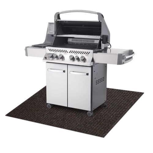 120x120 Cm Tapis De Protection Pour Barbecue Gin 7053 Pour La Terrasse, Extérieur - Marron