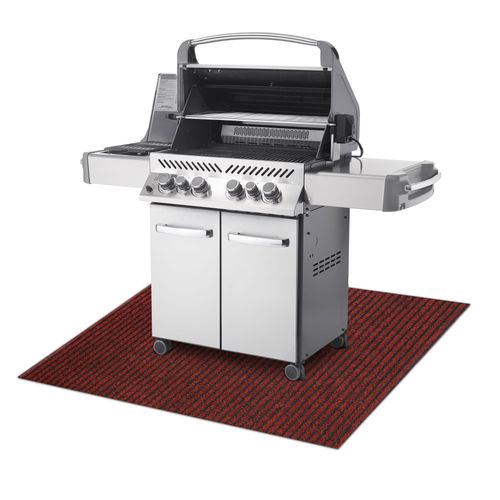 100x180 Cm Tapis De Protection Pour Barbecue Gin 3086 Pour La Terrasse, Extérieur - Rouge
