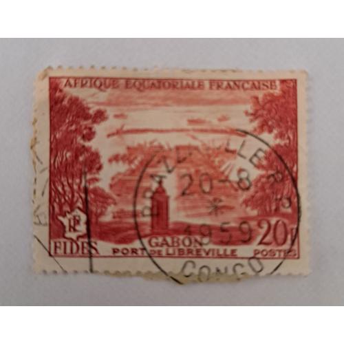 Timbre Afrique Équatoriale Française 1956 Gabon Port De Libreville Tellier Aef-1956-235