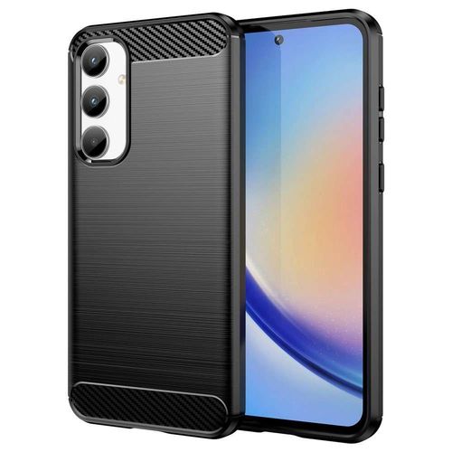 Coque Pour Samsung Galaxy A35 5g - Housse Etui Silicone Gel Carbone + Verre Trempe - Noir