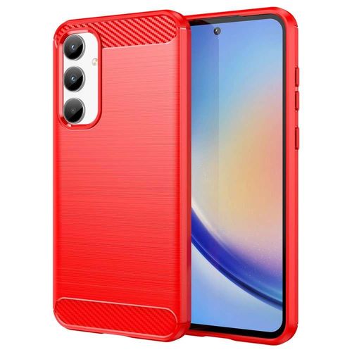 Coque Pour Samsung Galaxy A35 5g - Housse Etui Silicone Gel Carbone + Verre Trempe - Rouge