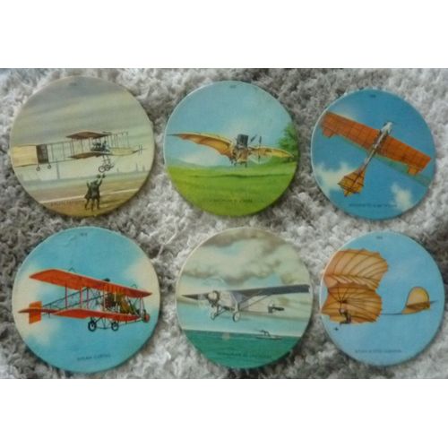 Collection Objet Publicitaire Rare " Les Premiers Aéroplanes " Dessous De Verre Offert Par Les Desserts Tous Prêts Yabon, Sur Les 12 Modèles Existant, Dans Ce Lot Vous Avez Les N° 2, 3, 6, 7, 9 Et 12