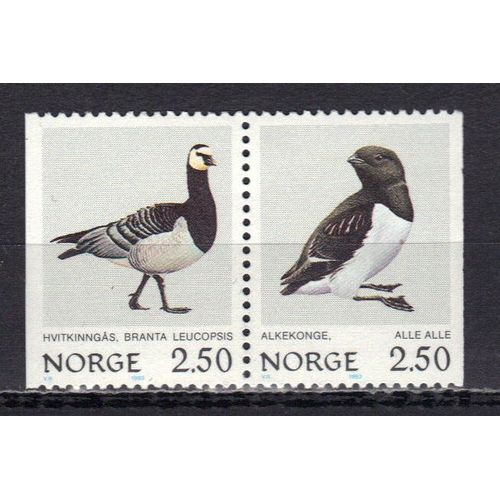 Norvege 1983 : Oiseaux : Branta Leucopsis / Alle Alle - Série Entière De 2 Timbres Neufs ** Attenants