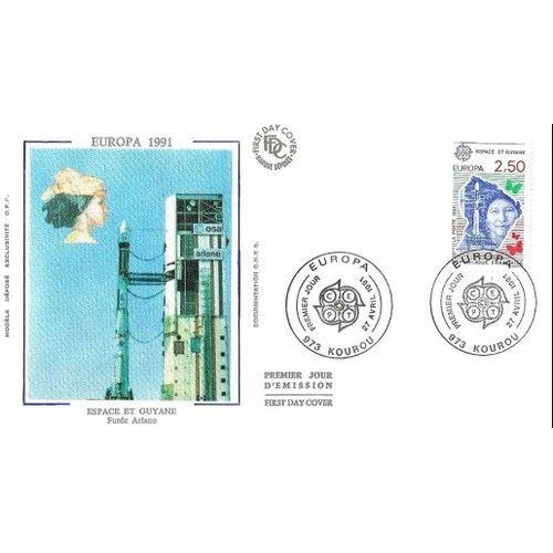 France 1991, Belle Enveloppe 1er Jour Europa, Timbre 2696 Espace - Fusée Ariane En Guyane -