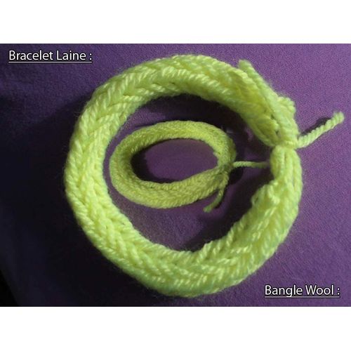 Bracelet Bangle Fait Main Laine Wool Hand Made Jaune Fluo Neon Yellow B8