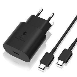 Chargeur Noir Rapide 25w + Cable Usb C Pour Samsung S24 / S24 Plus / S24 Ultra / S23 Fe / A54 / A55 / A15 / A35 / S23 Plus /S23 Ultra / S22 / S21 Fe / S21 / A53 - Little Boutik®