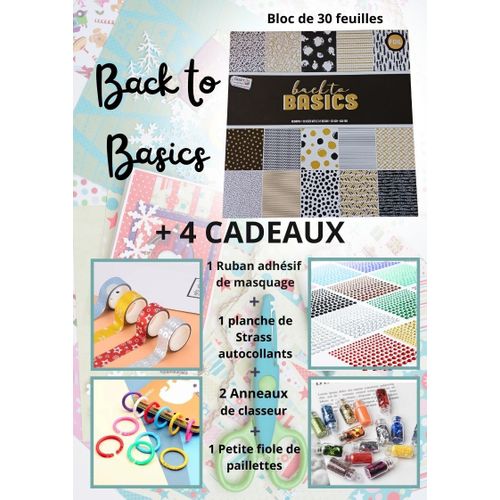 Papier Scrapbooking Bloc De 30 Feuilles Cartonnées Dont 10 Métallisées 30,5 X 30,5 Cm De 230g Thème "Back To Basics"