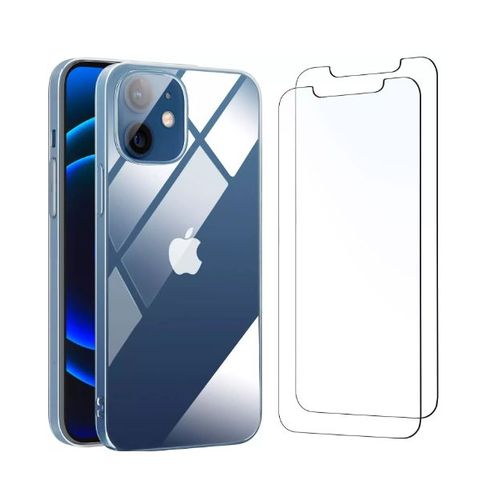 Hqselection® Coque Pour Iphone 12 /12 Pro Transparente Silicone En Gel Tpu Souple + 2 Verre Trempé Film Protection Écran - Anti Rayures - Ultra Résistant Dureté 9h