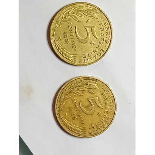 Pieces 5 Ct Francs 1991 Et 1966