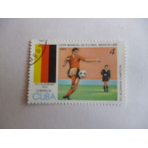 Timbre " Cuba1985:Coupe Du Monde De Football :Mexico 1986".